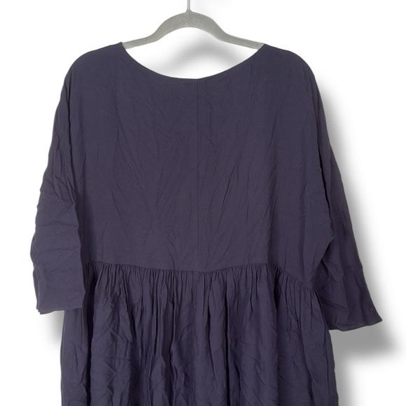 COS Gathered Wool Blend Midi Dress Navy - Picture 3 of 8